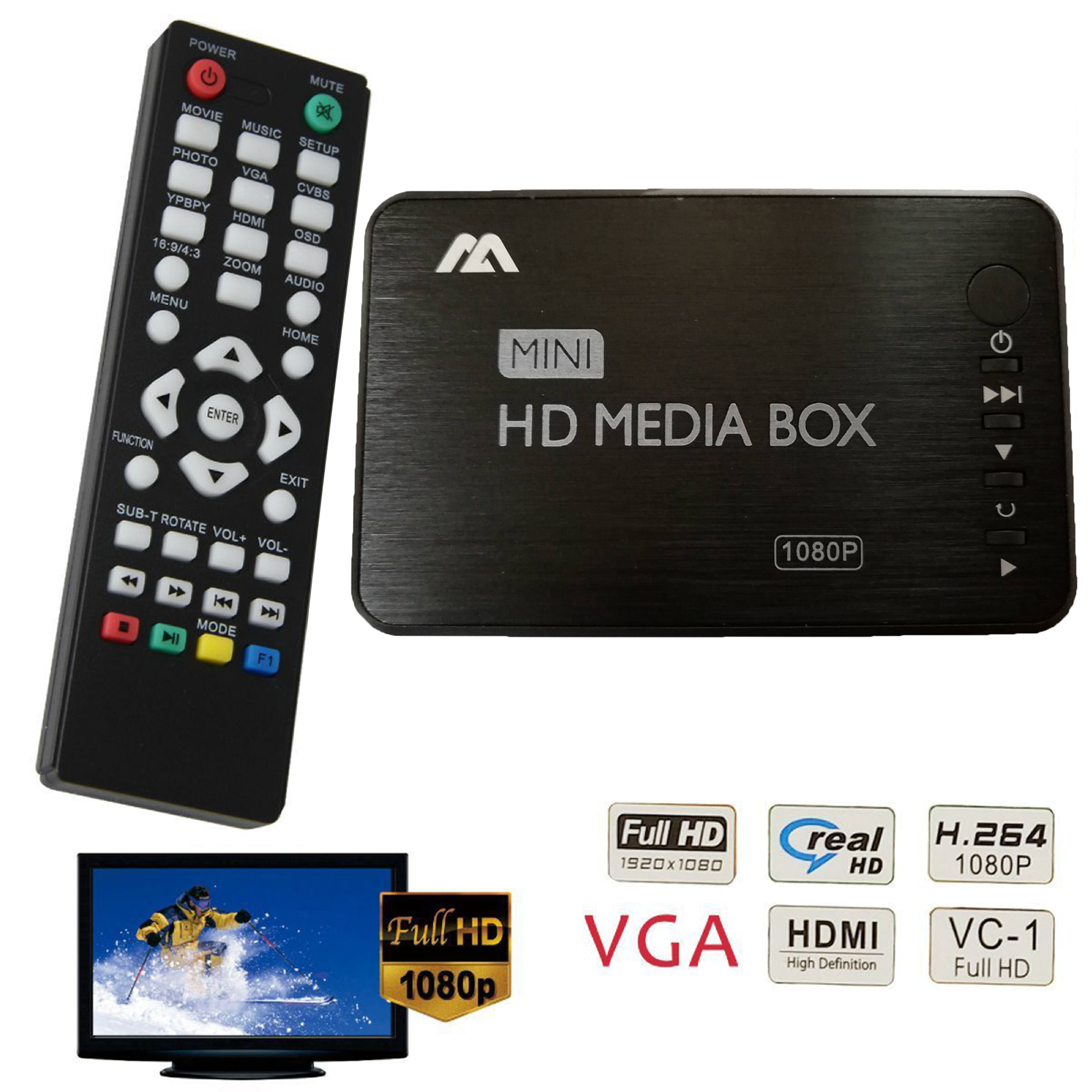 Full Hd P Media Player Hdmi Sd Mmc Mkv Usb Vga For Tb External