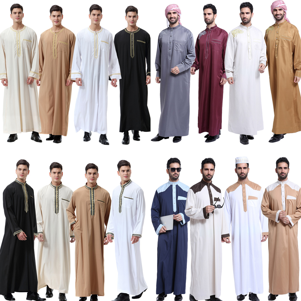 Men Saudi Thoub Thobe Abaya Robe Daffah Dishdasha Islamic Arab Kaftan