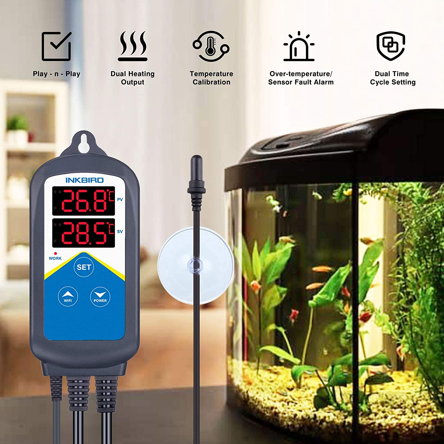 Inkbird ITC306T Heat Temperature Controller Waterproof Aquarium Dual