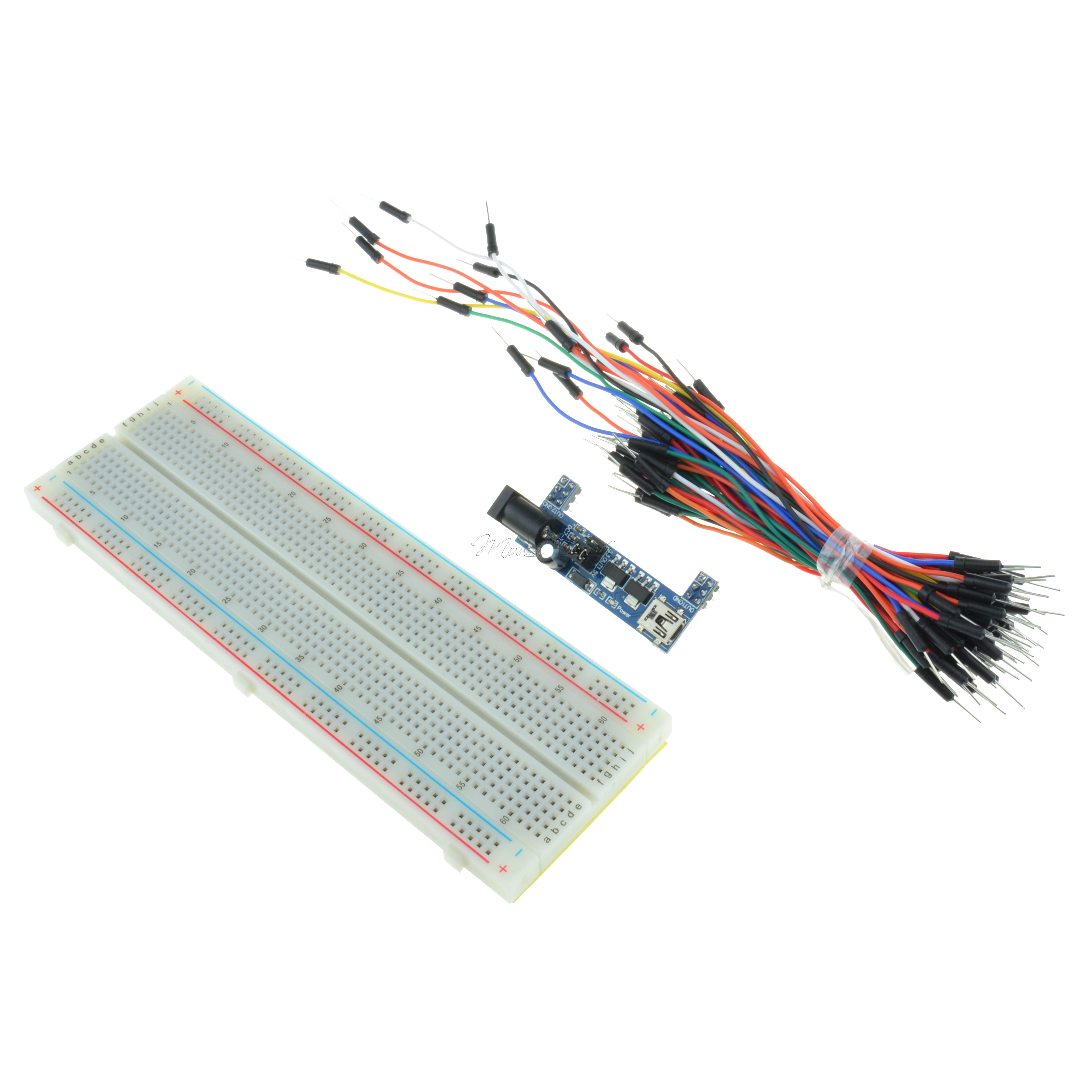 MB102 Power Supply Module 3.3V 5V+MB102 Breadboard Board 830 Point Jumper cable