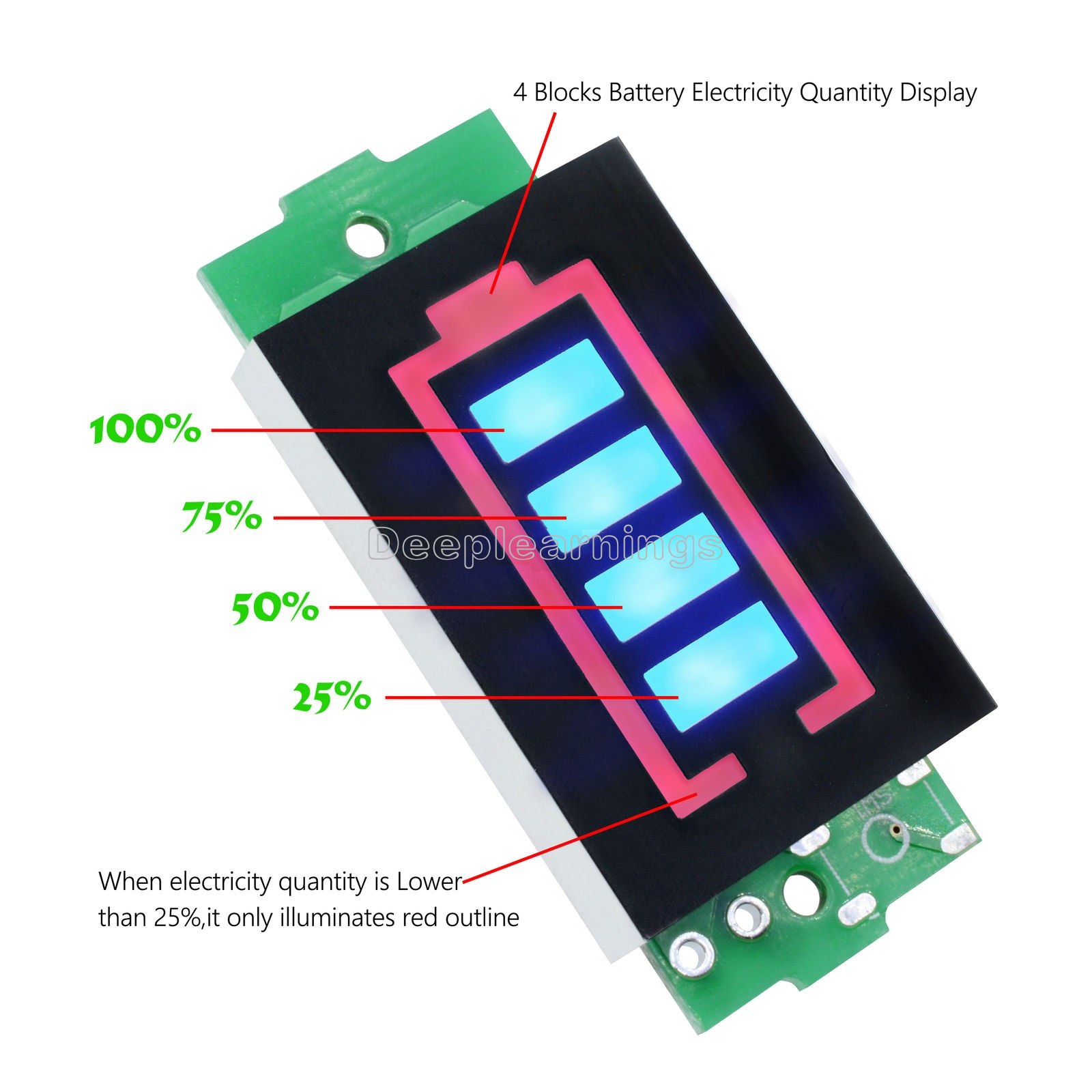 3S Lithium Battery Capacity Indicator Module 12 6V Blue Display Power