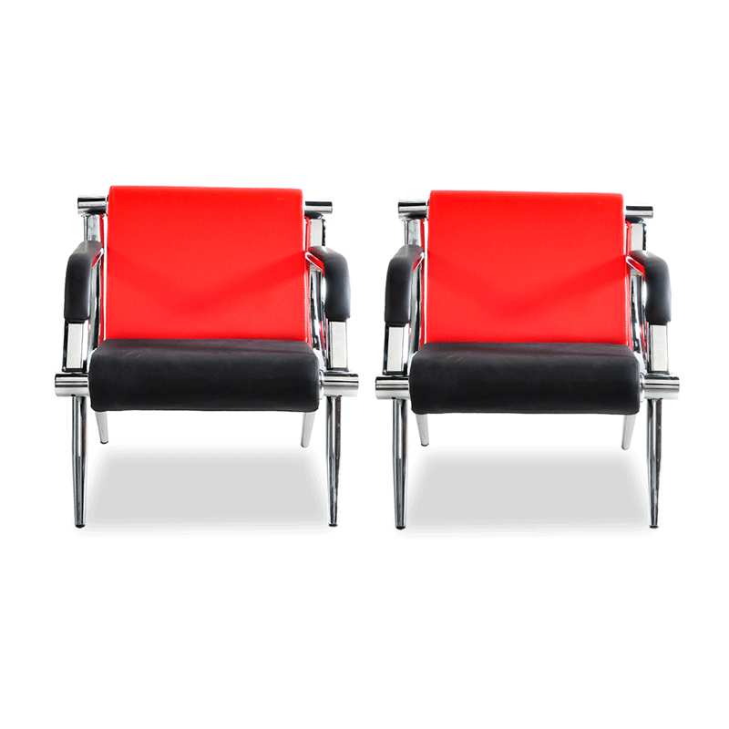 2PCS Office Reception Chairs Waiting Room Visitor Guest Stools Red w/Pu