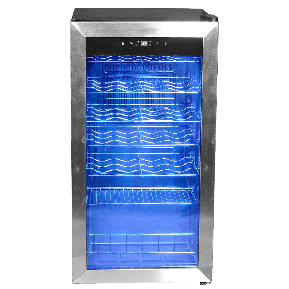SMETA Compressor Wine Cooler 19 Bottle Freestanding LED Touchscreen Wine Cooler Refrigerator Black and Stainless Steel