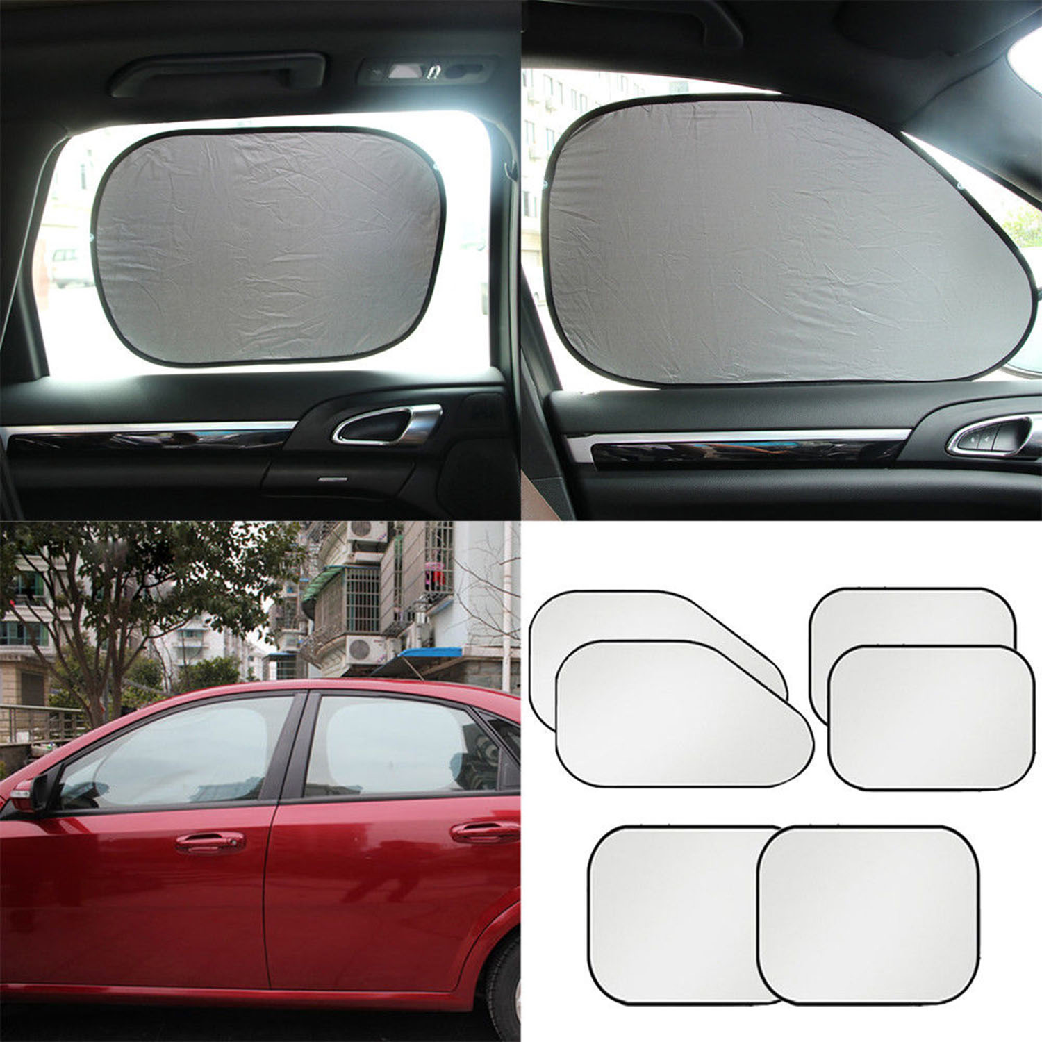 6 pcs Car Side Front Back Window Sunscreen Sun Shade Visor Cover UV protection