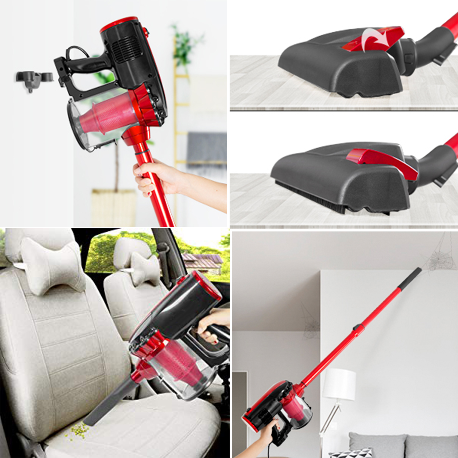 MOOSOO Vacuum Cleaner Corded 17KPa Suction Stick Vacuum 2 in 1 Vacuum