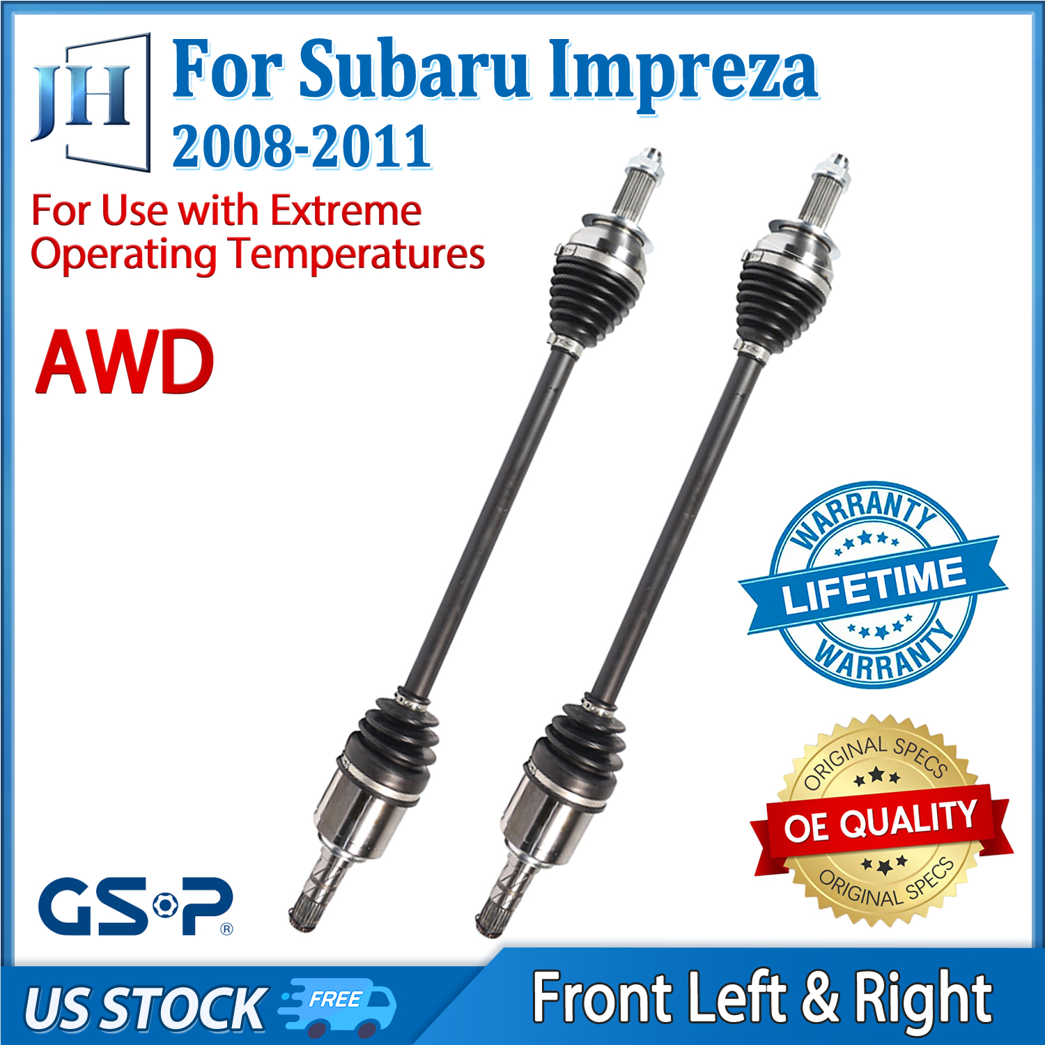 OE Xtreme Duty Front Pair CV Axle Shaft Set For 08-11 Impreza