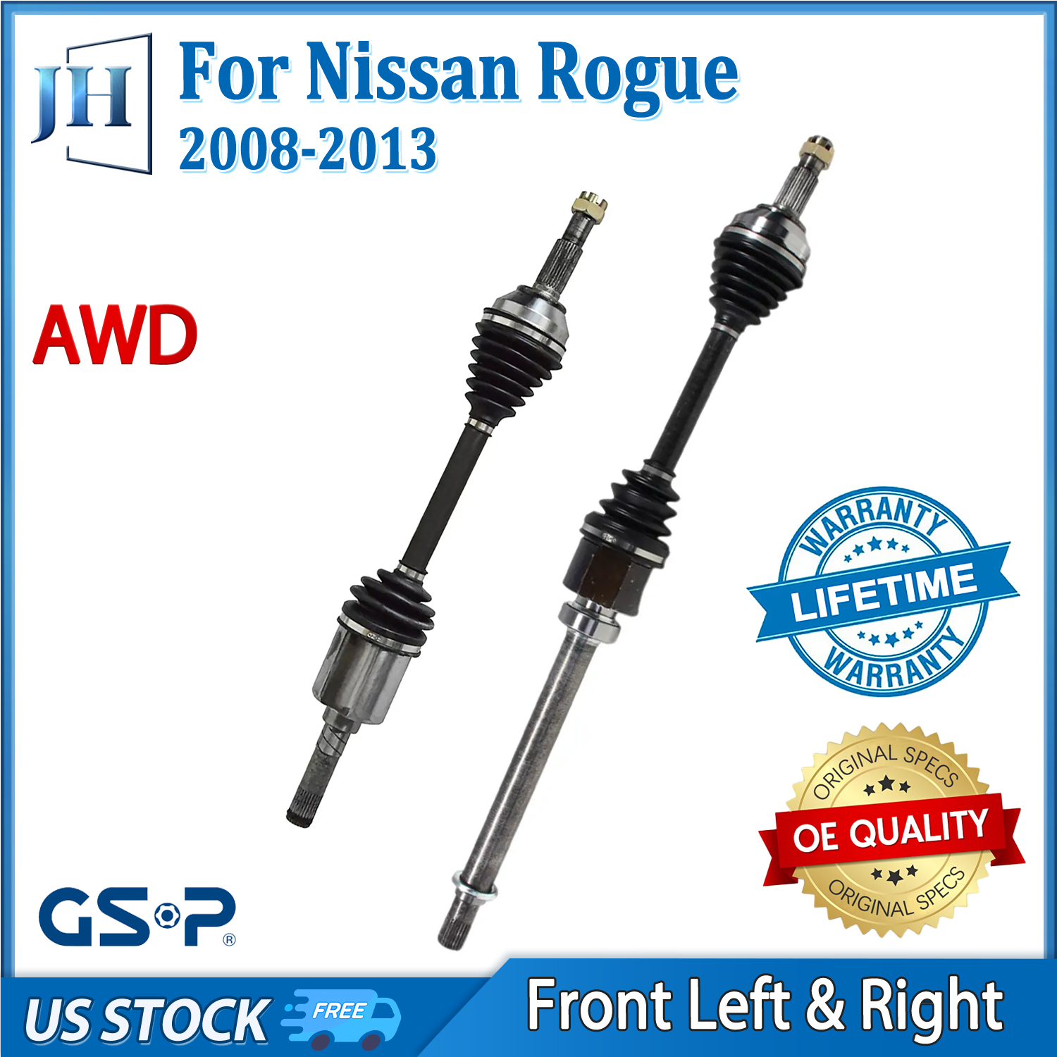 OE Front Pair CV Axle Shaft For 08-13 Nissan Rogue 14-15 Rogue