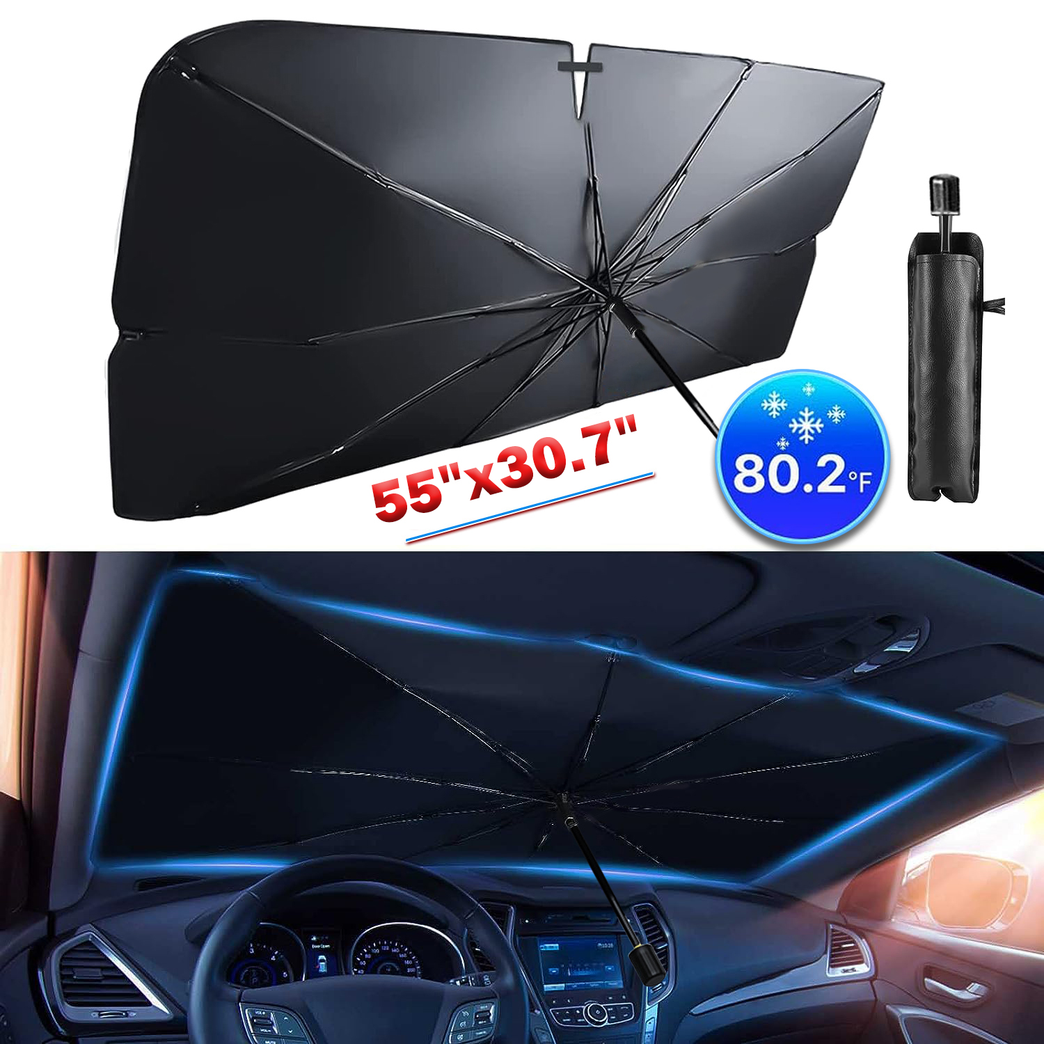 Car Windshield Sun Shade Foldable Umbrella Front Window Cover Visor Umbrella