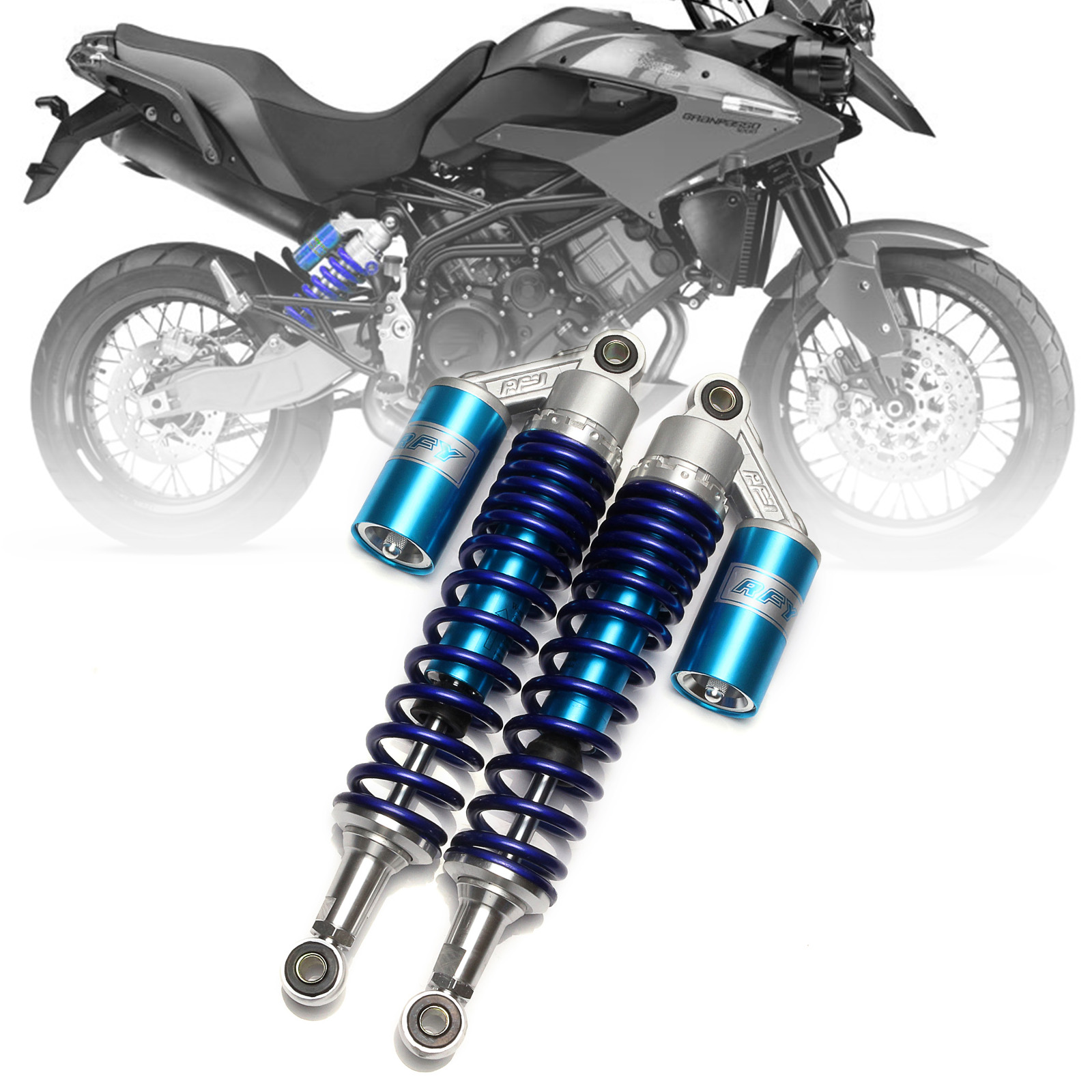 1 pair Universal 375mm 380mm Spring 8mm Motorcycle Air Shock Absorber Rear Suspension For Yamaha Ducati Scooter ATV blue