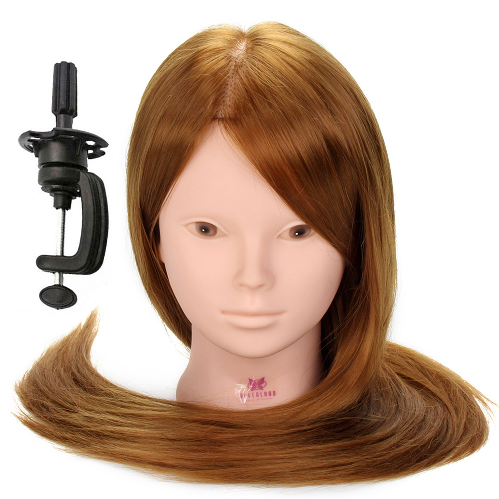 24" Human Hair Practice Training Head Hairdressing Mannequin + Clamp