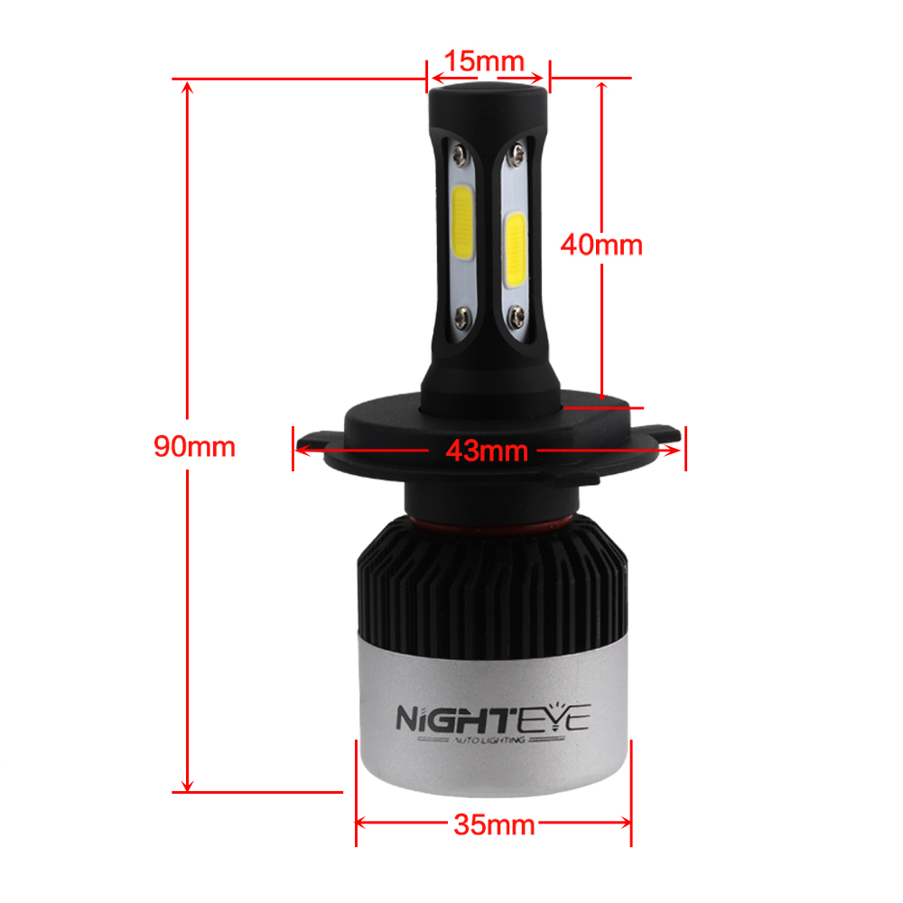 NIGHTEYE 72W H4 9003 LED Birnen Autoscheinwerfer Licht 6500K Abblend Fernlicht | eBay