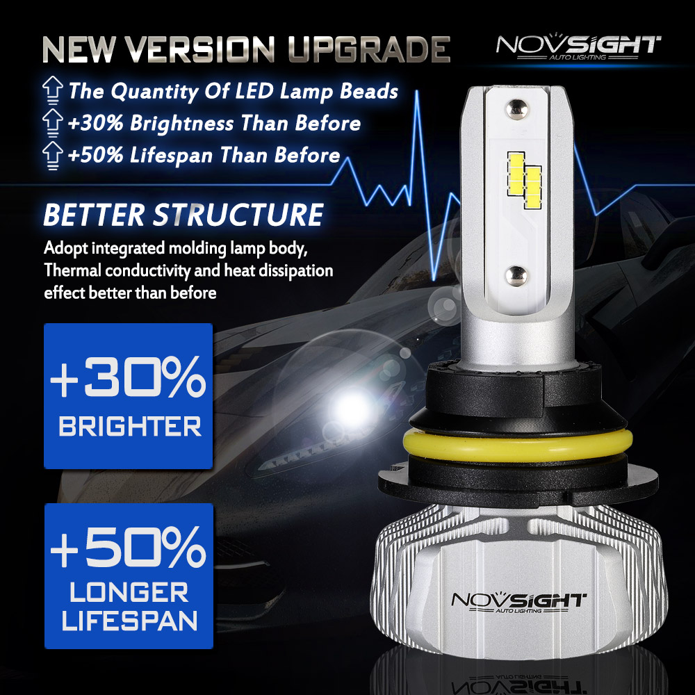 Novsight Pair 50w 10000lm 9007 Car Led Headlight Bulb