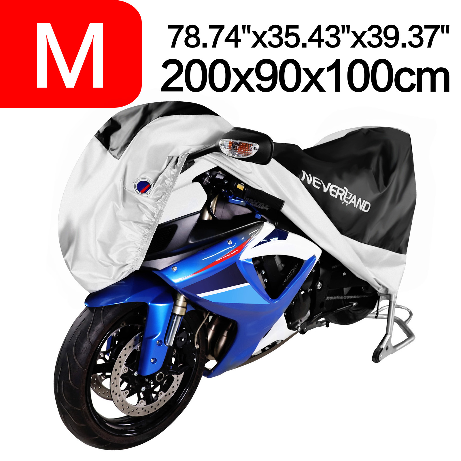 M Dust Bike Motorcycle Scooter Cover Waterproof Outdoor Rain UV Protector Silver