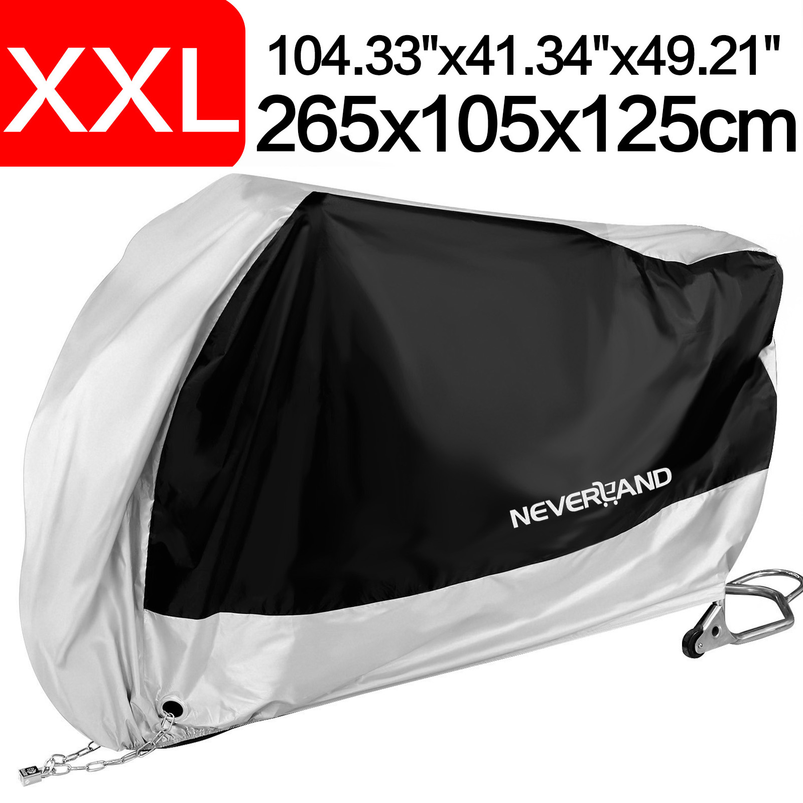 104 inch,Black Moto Cover Outdoor Waterproof,Motorcycle Cover for Motorbike Rain Sun UV Dustproof All Season All Weather Outdoor Protective Cover