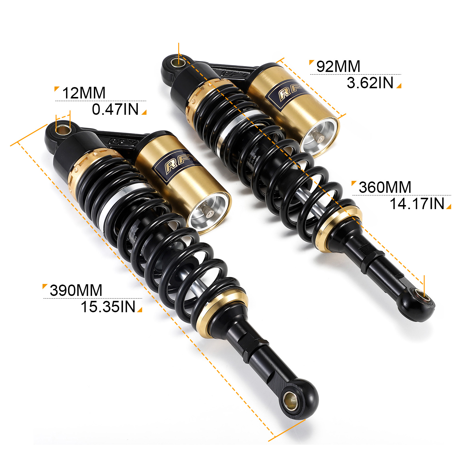 RFY 14" 360mm Motorcycle Rear Shock Absorbers Gas Shocker Suspension