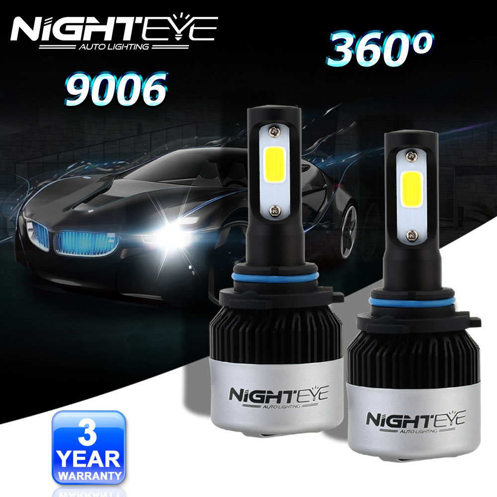 NIGHTEYE 2x H1/H3/H4/H7/H11/9005/9006 LED Headlight 72W 9000LM Bulbs ...