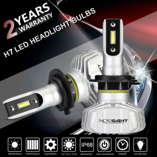 NOVSIGHT H7 50W 10000LM LED Headlight Bulb Hi//Low Beam+Canbus Error Free Decode