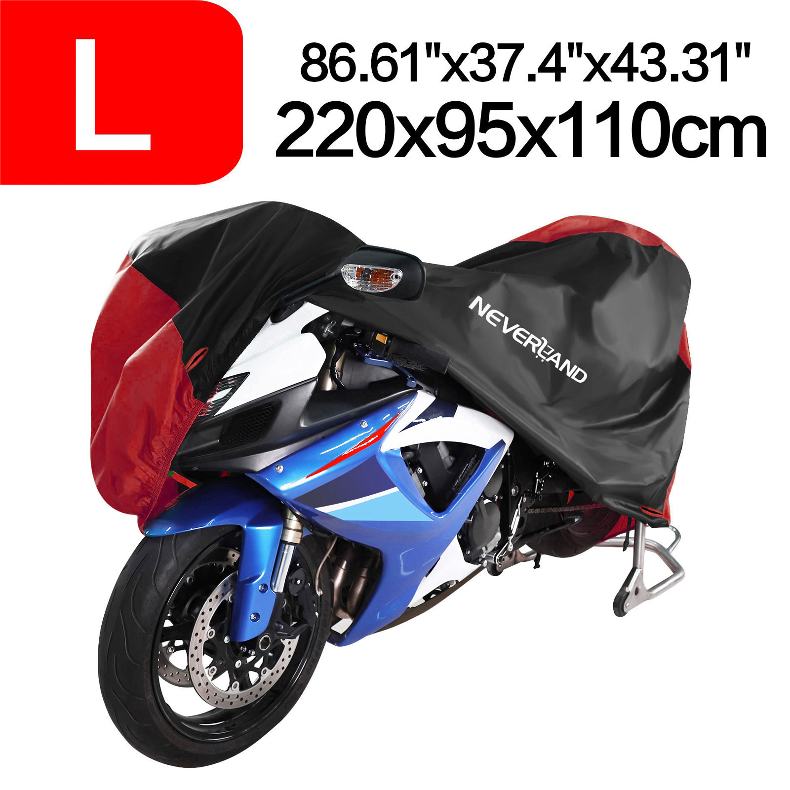 220*95*110cm L 190T Motorcycle Outdoor Cover For Honda Kawasaki Suzuki Yamaha