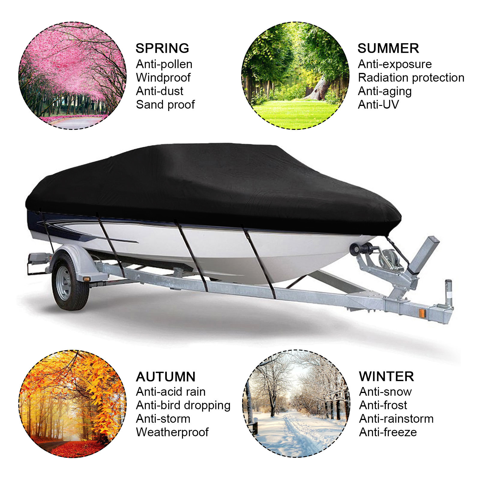 20' 21' 22' V-Hull Fish/Ski Trailerable Boat Cover Grey Color B0088G1 - Foto 10