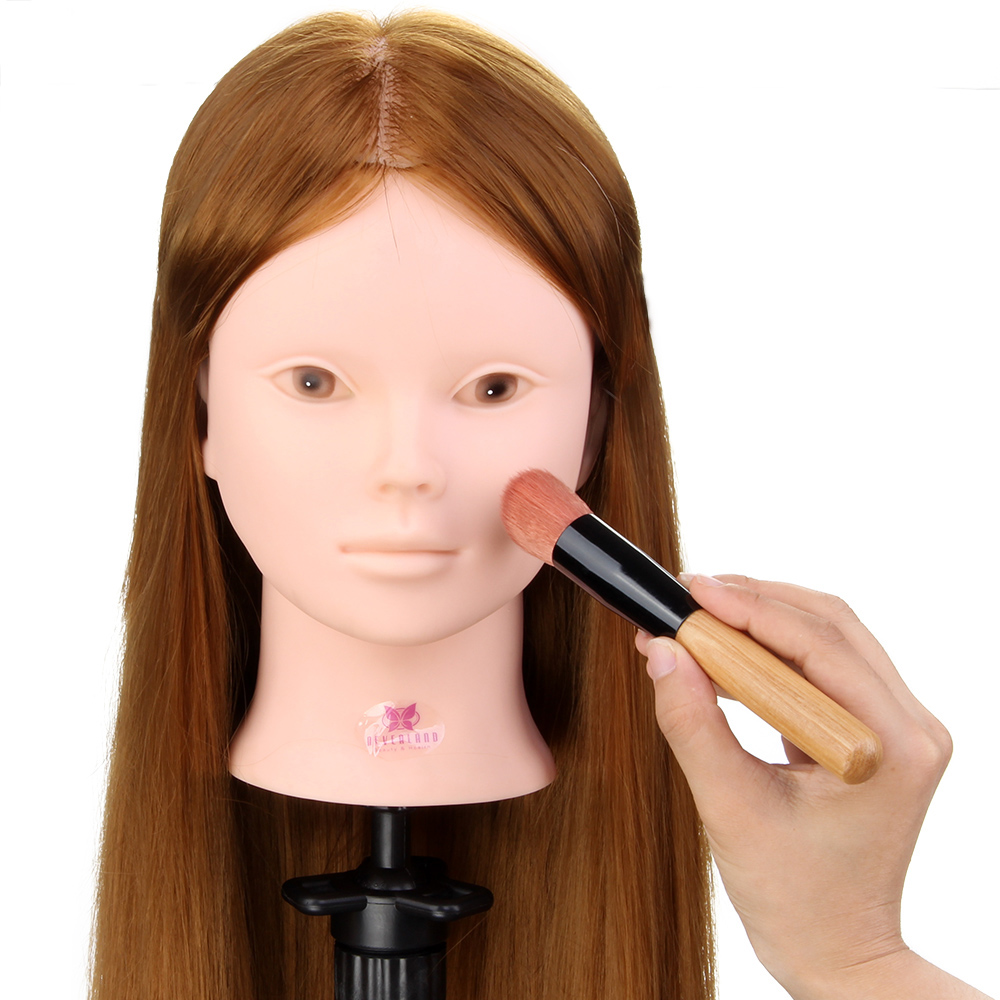 24" Real Hair Makeup Mannequin Training Head Practice Hairdressing Doll