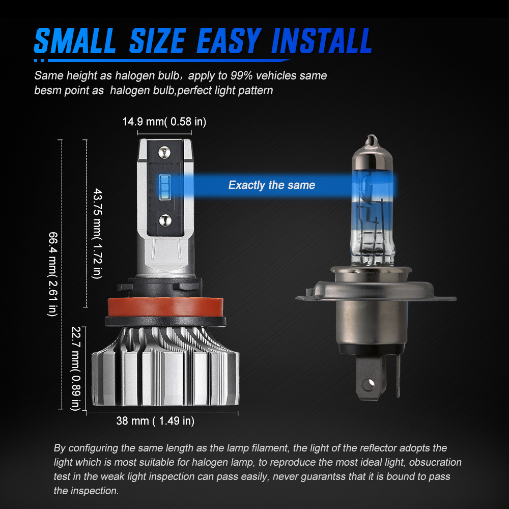 thumbnail image 2 of NOVSIGHT 8000LM H11 LED Headlight Bulbs - Hi/Lo Beam, 6500K Cool White, Plug And Play Pair 2 of 2