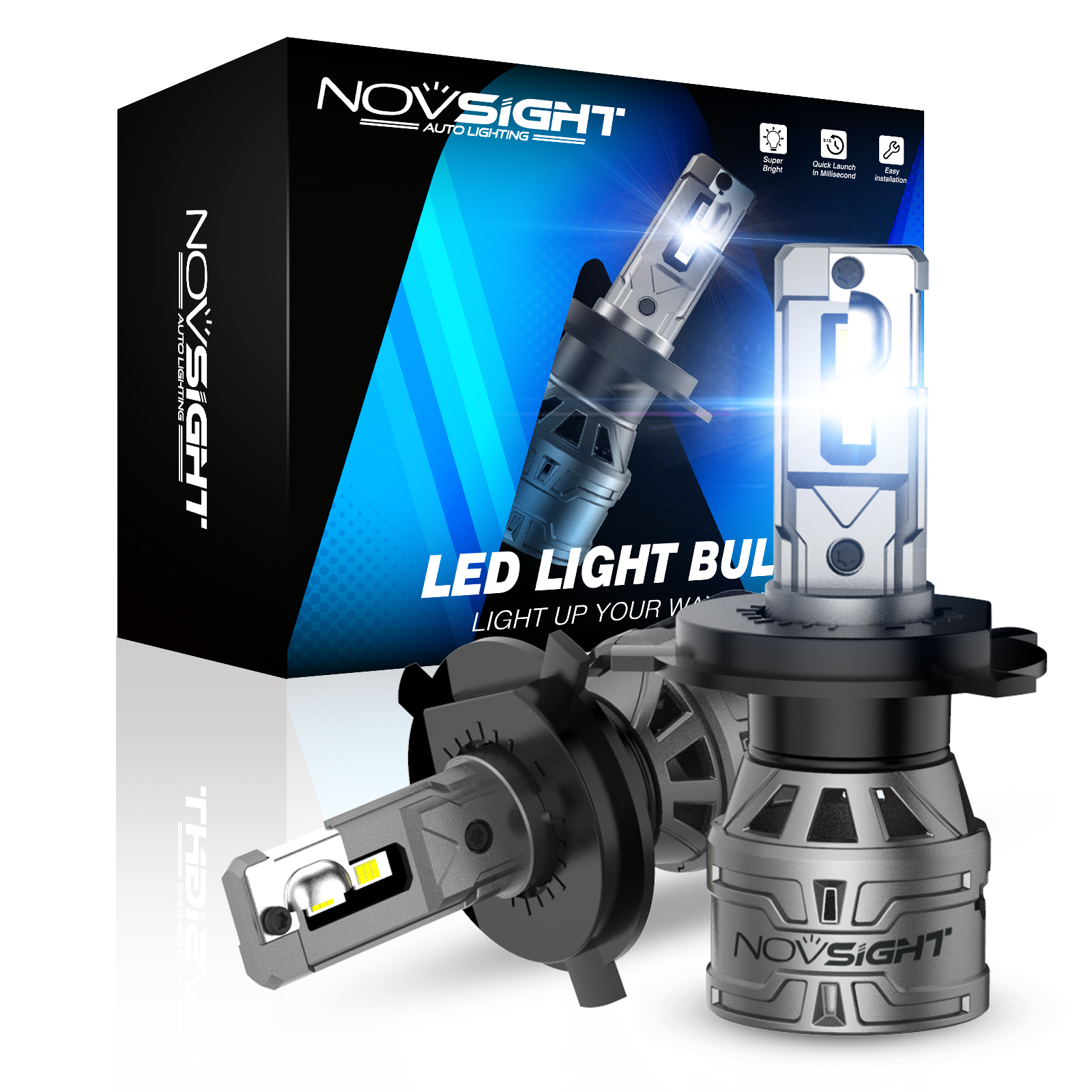 NOVSIGHT H4 LED Headlight Conversion Bulbs Kit H/Low Beams
