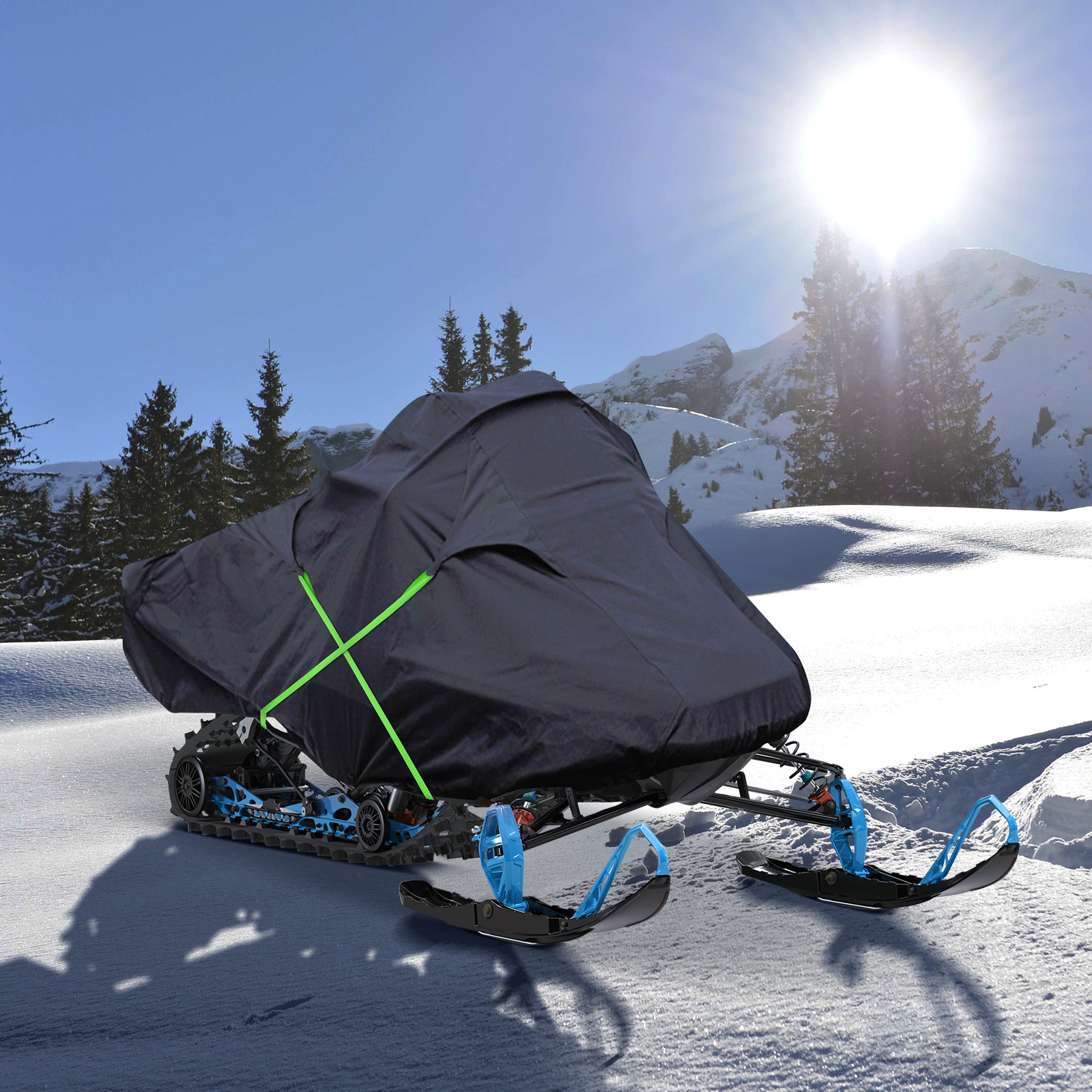 EliteShield Heavy Duty Snowmobile Cover - Universal Fit Up To 145L - Black
