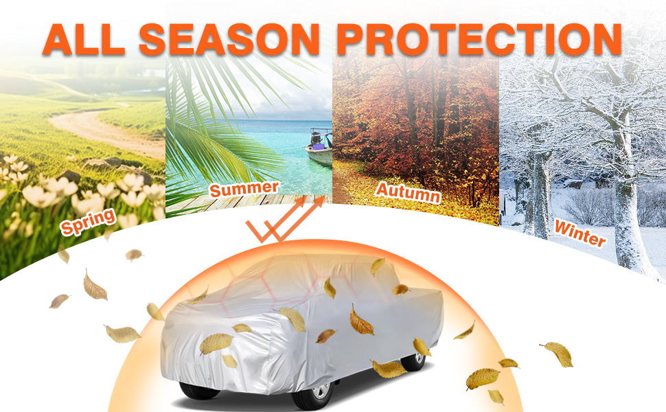 TINVHY Breathable Waterproof Pickup Truck Cover - Outdoor Protection, 210D Oxford Cloth, Silver