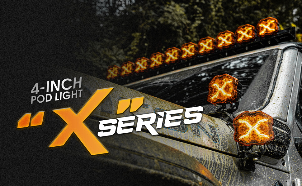 NOVSIGHT 2PCS X Series 4'' LED Pod Lights 6000LM Off Road Car Work