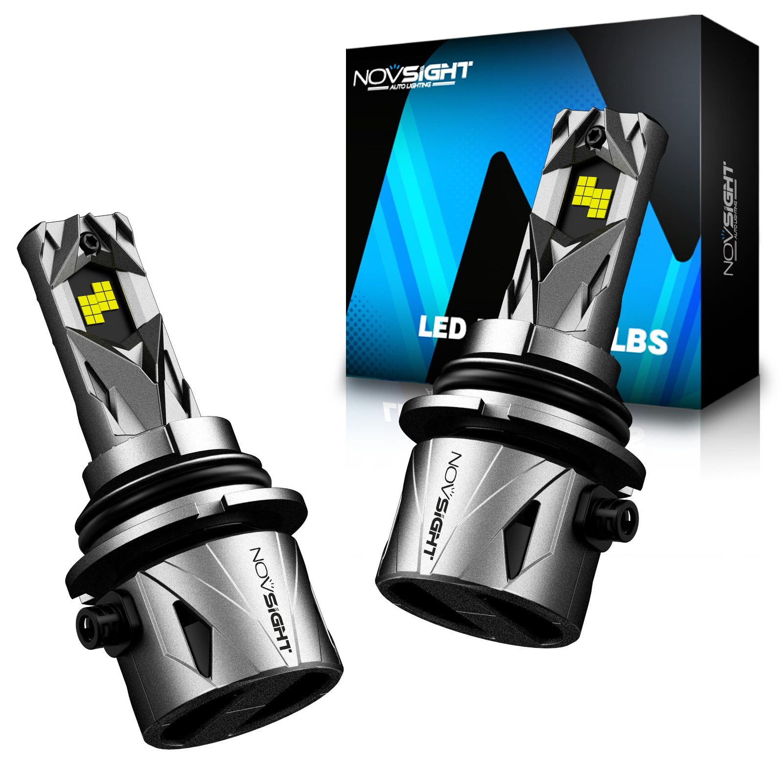 NOVSIGHT 2X 9007 LED Headlight Bulbs High Low Beam 60000LM 6500K Replace Halogen