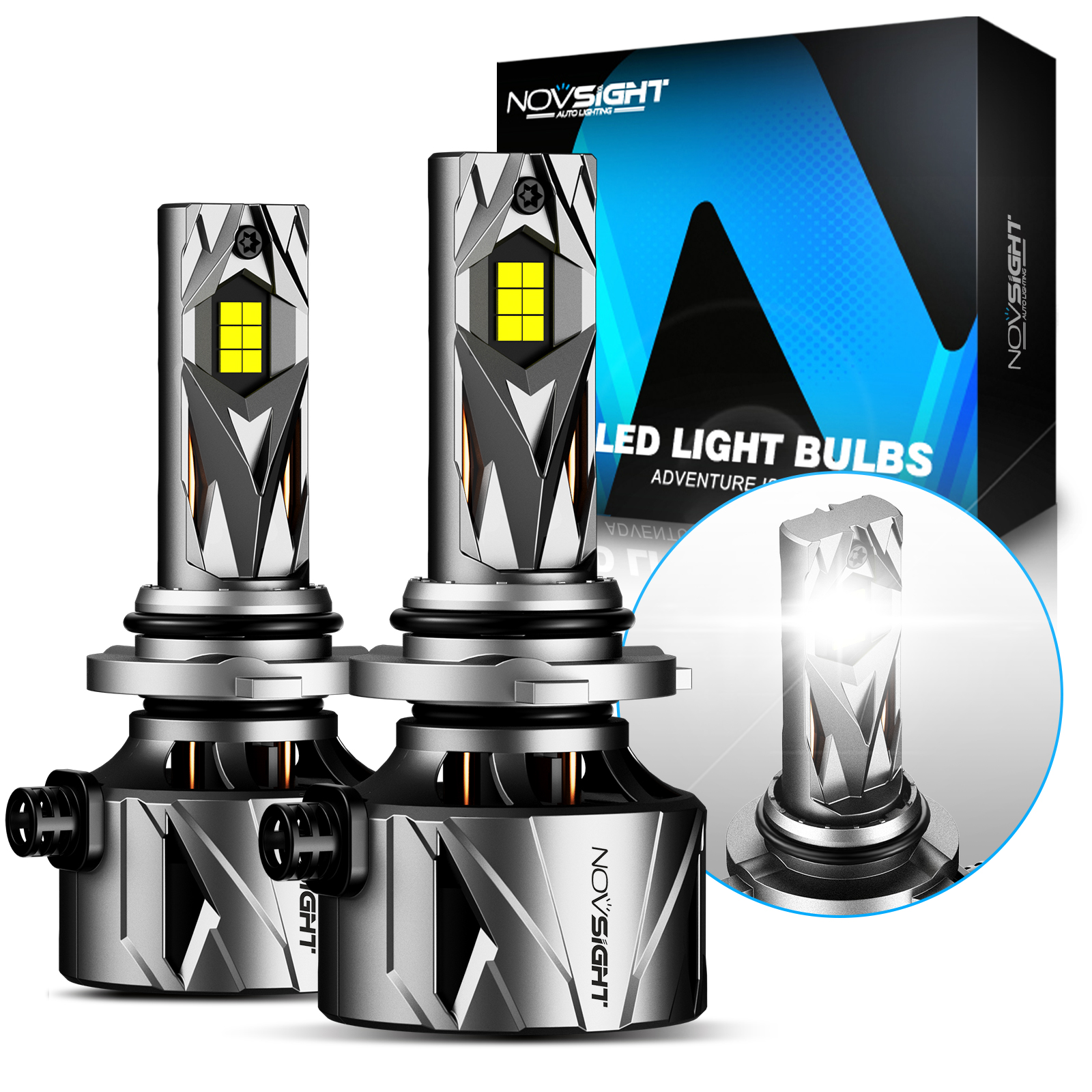NOVSIGHT 9005 HB3 LED Headlight Bulbs Kit 60000LM 6500K White High Low Beam Lamp