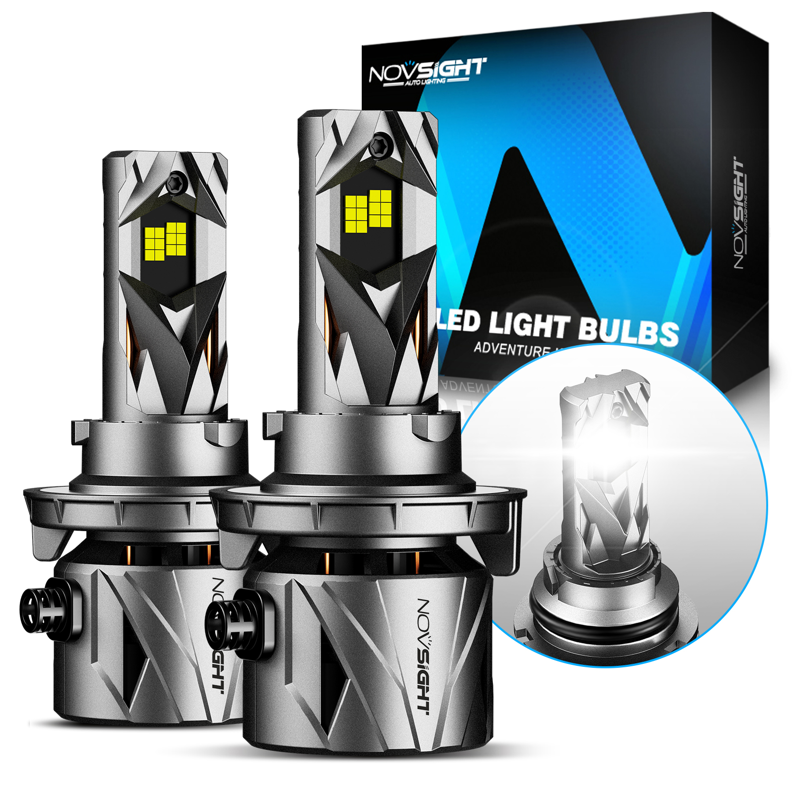 NOVSIGHT 9004 LED Headlight Bulbs High Low Beam 60000LM 6500K Super Bright White
