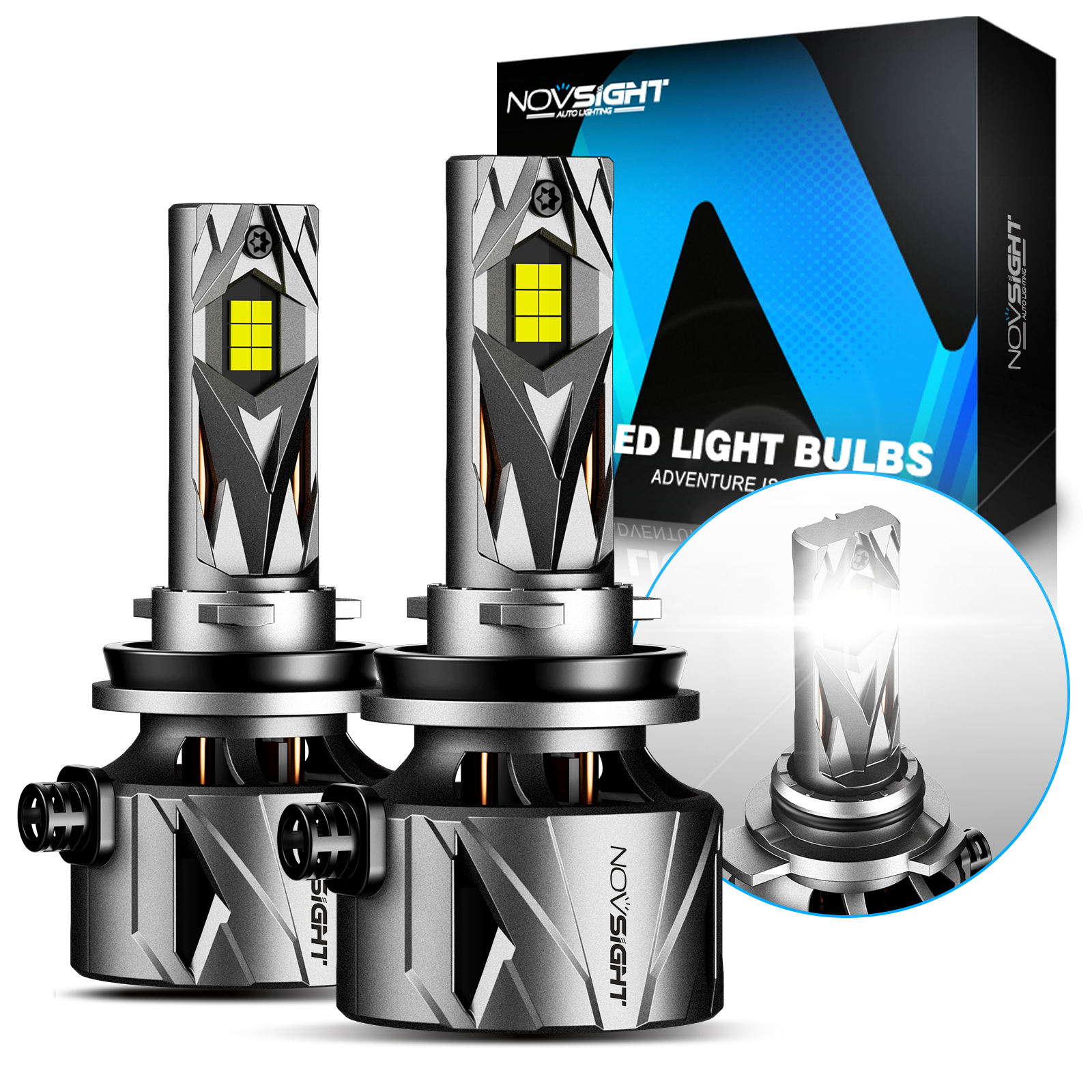 NOVSIGHT H11 H8 LED Headlight Kit Low Beam Bulbs 240W 60000LM 6500K Super Bright