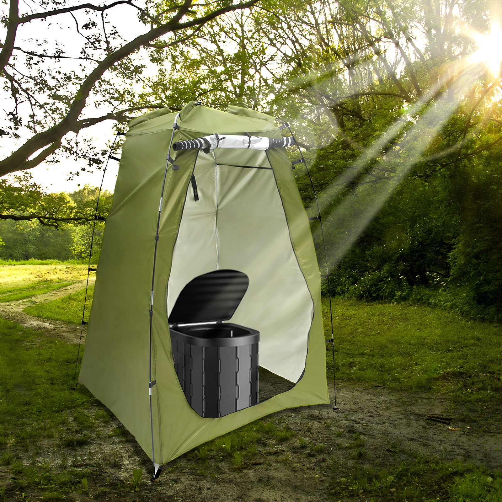 NEVERLAND Toilettenzelt Beistellzelt Duschzelt Grün Camping Mobile Toilette Zelt