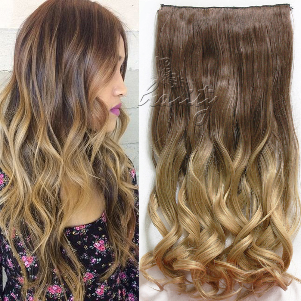 Details Zu Ombre Haarverlangerung Clip In 5 Clips Bunte Extensions Perucke Haarteil Ca 60cm