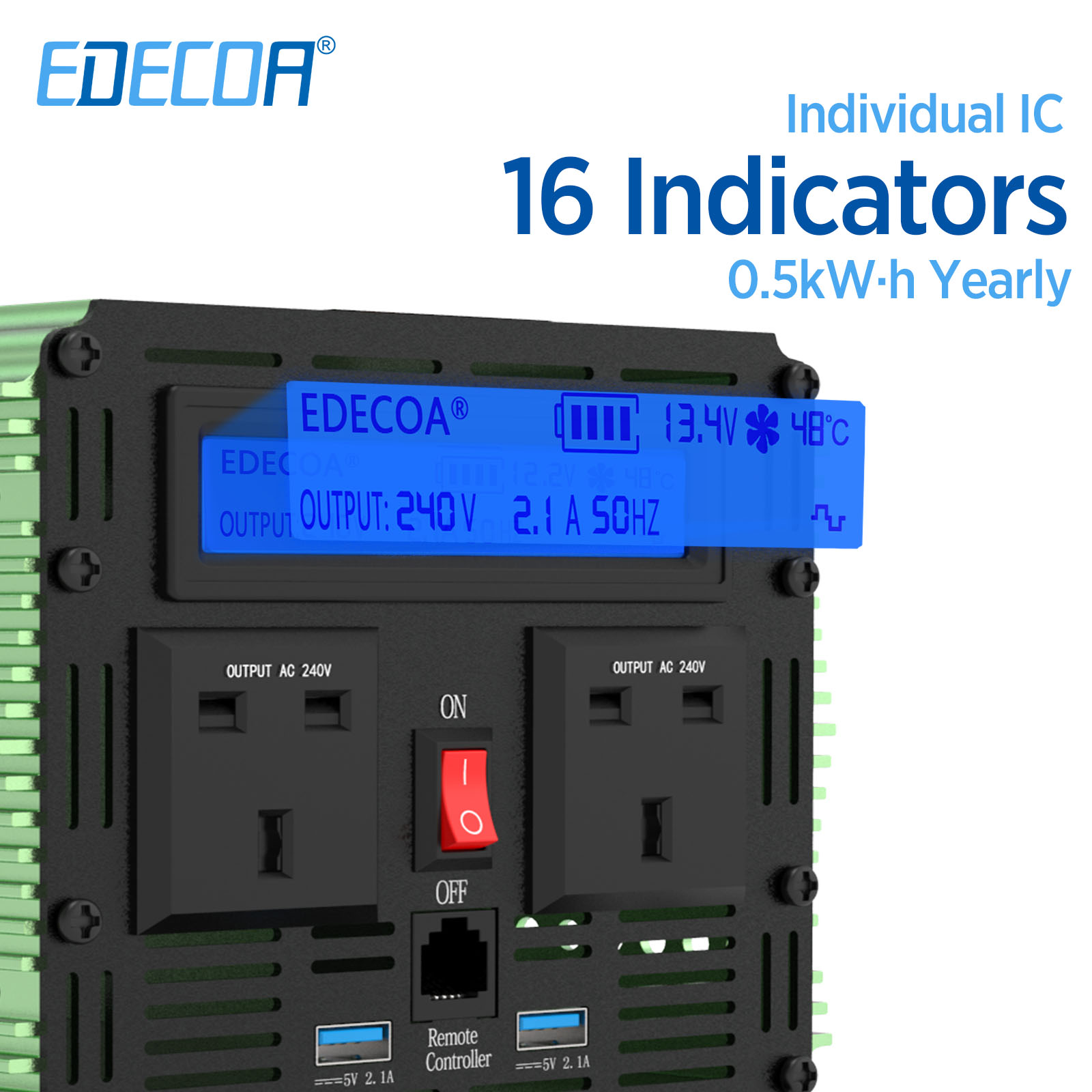 EDECOA 3000W/6000W DC 12V/24V AC 220V 230V modified sine wave power in
