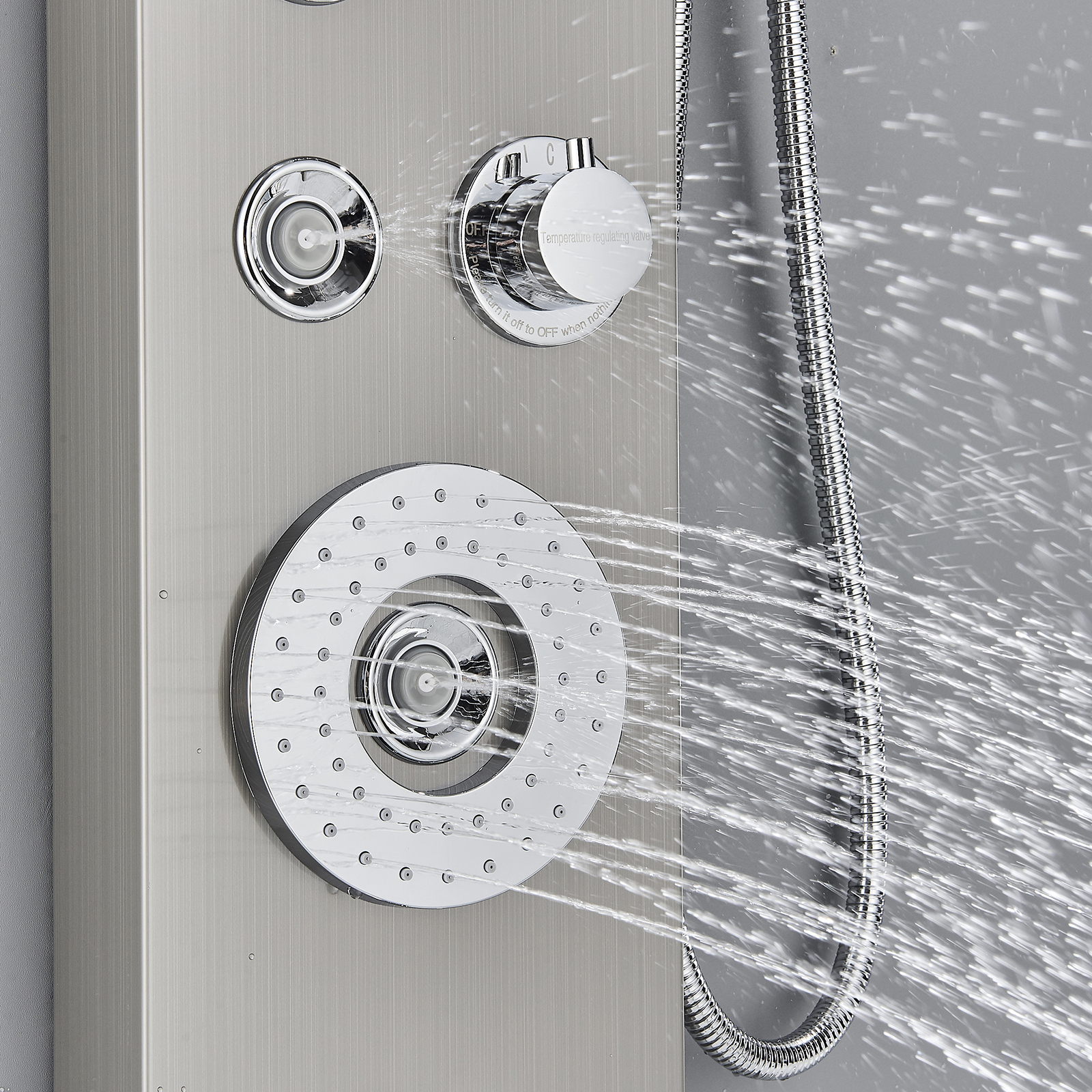 AlenArt Shower Panel Tower System Stainless Steel Rainfall Waterfall