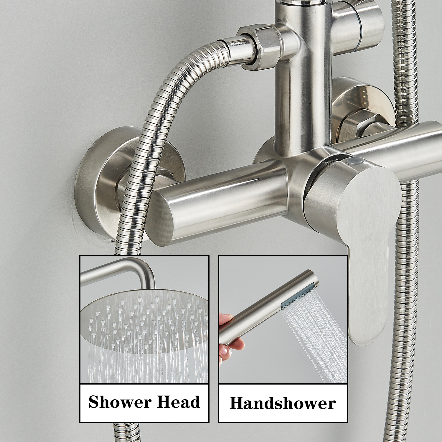 Stainless Steel Shower Faucet Bathroom Shower Combo Set with Handheld Spray