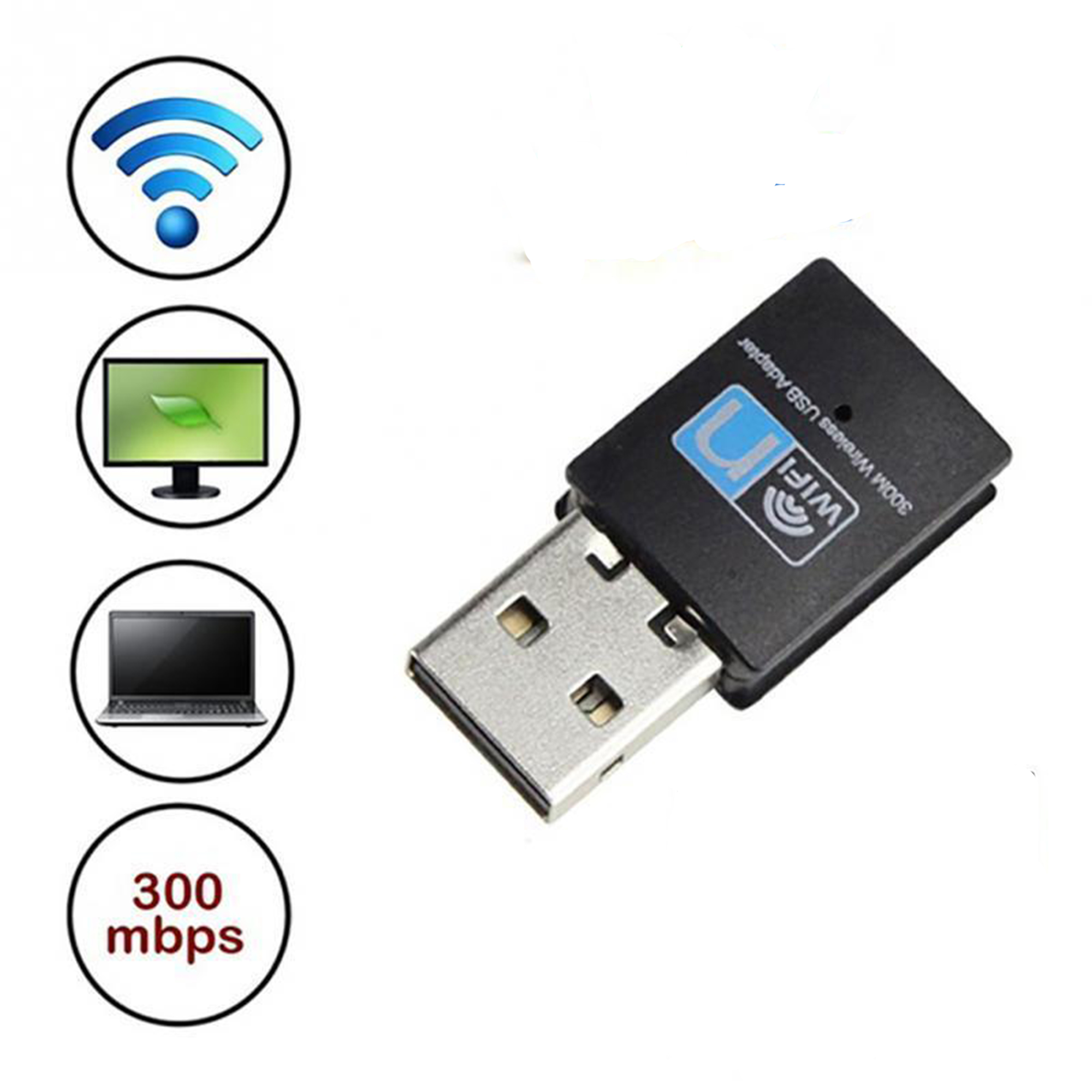 USB Wireless WiFi Adapter Dongle300Mbps Network LAN Card 802.11n ...