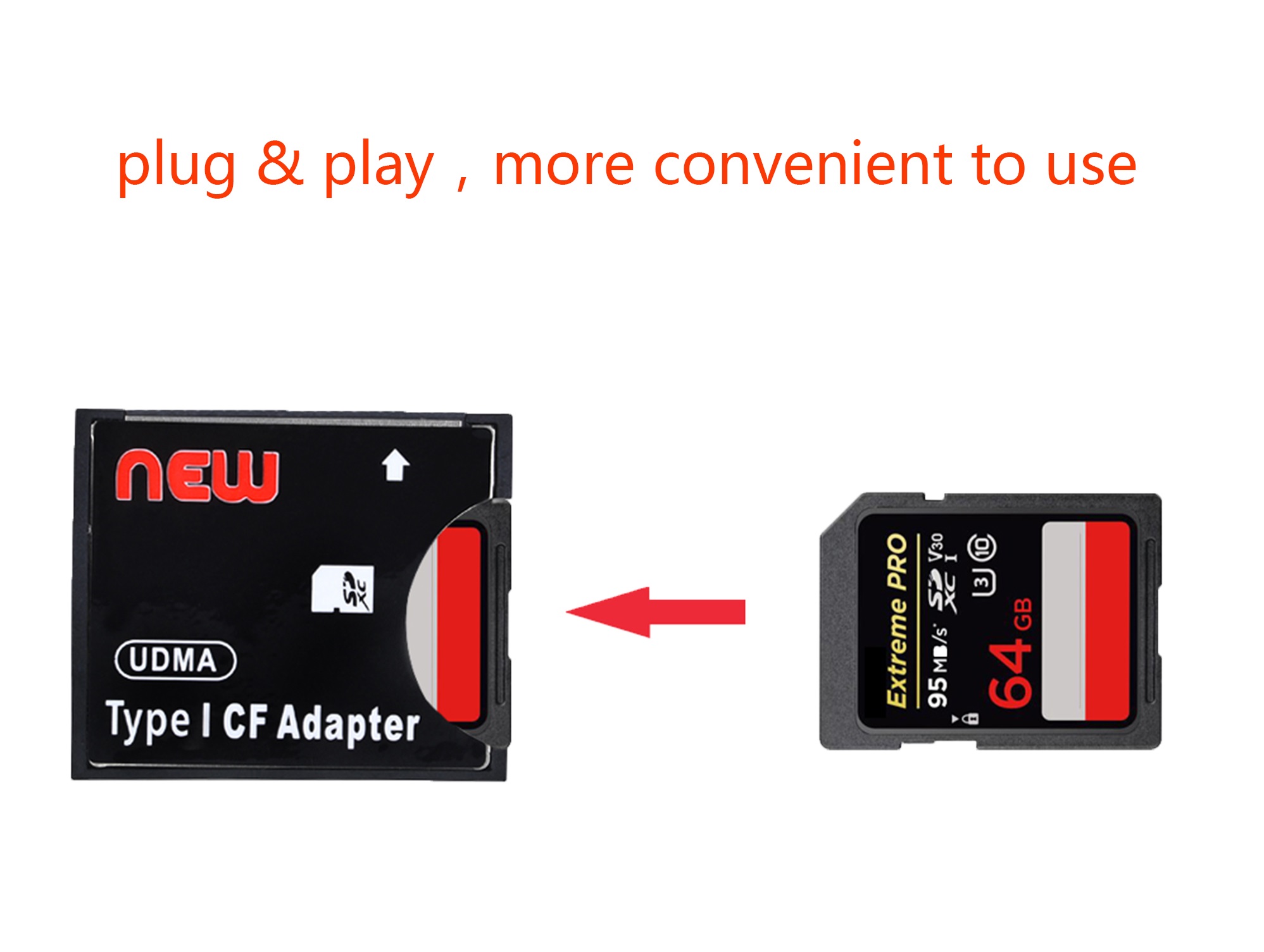 Micro SD to CF Adapter SDHC SDXC Compact Flash Memory Card Reader SN