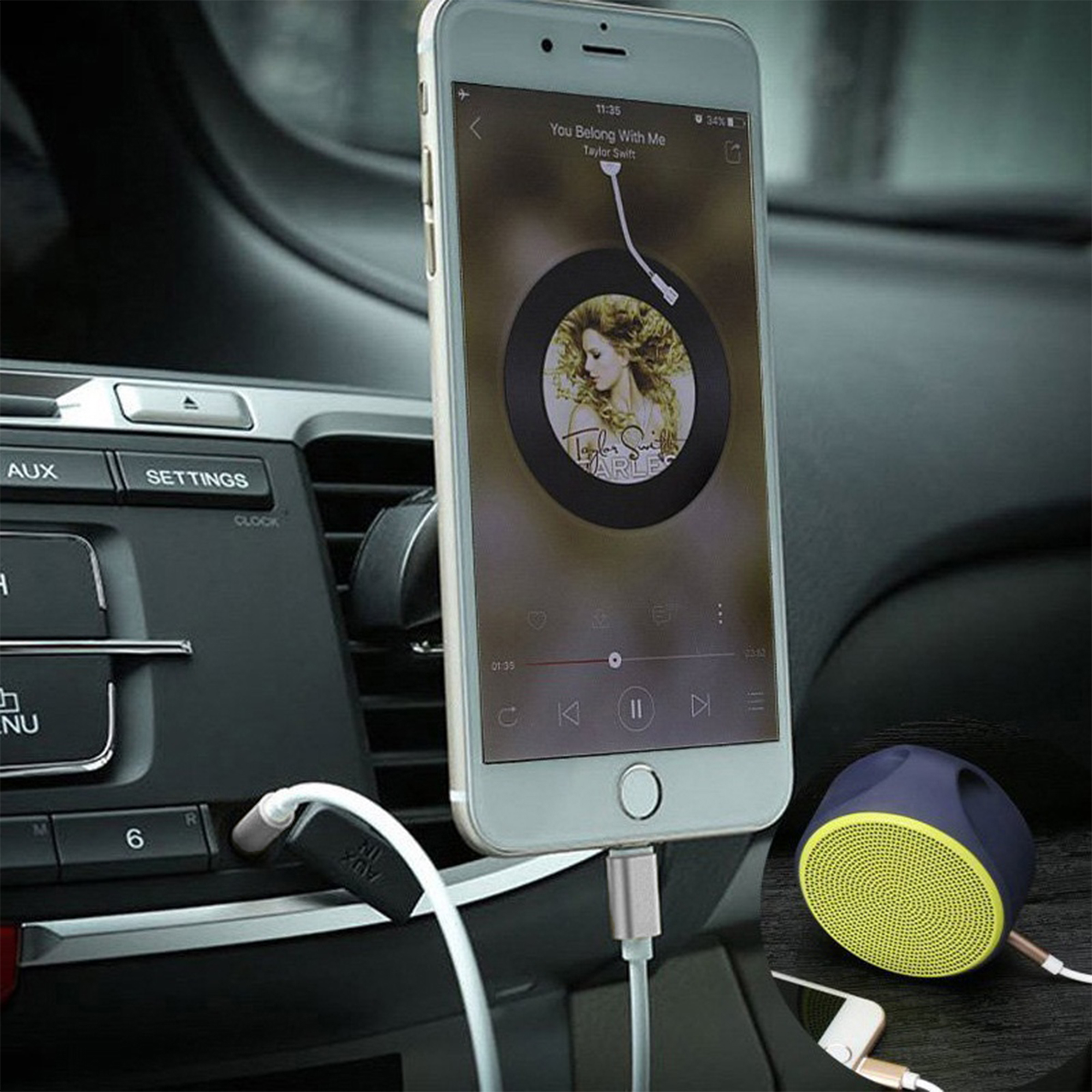 Phone Connecter to 3.5mm Jack Male Audio AUX Lead Cable iPhone Car