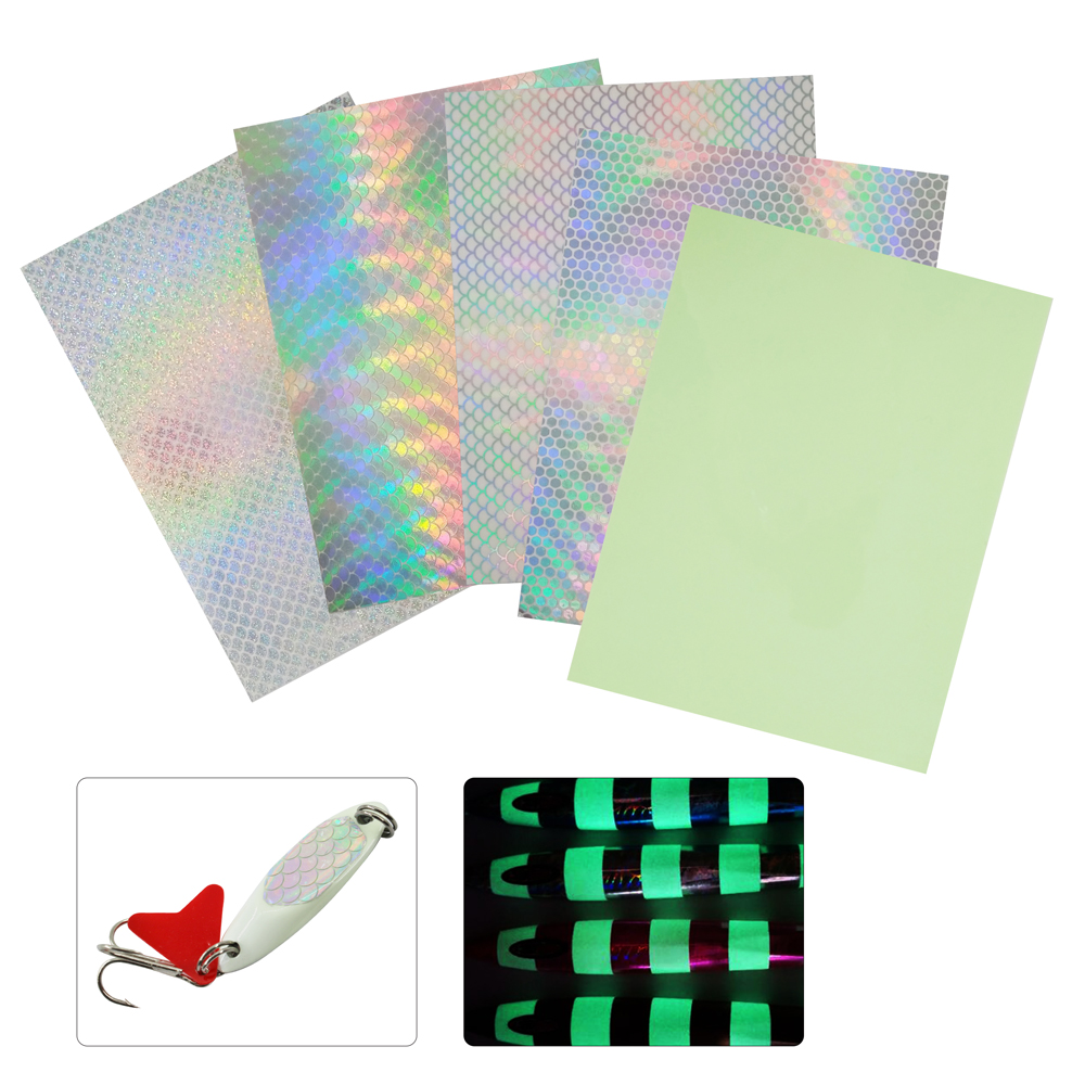 7 pcs Holographic Adhesive Tape 10*20cm Film Flash Lure Making Fly Tying Sticker