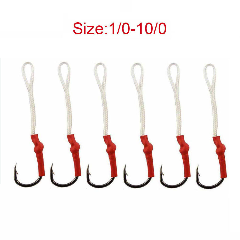 20/40pcs Jig Assist Stainless Steel Bait Fishing Hooks With PE Line 1/0 ...