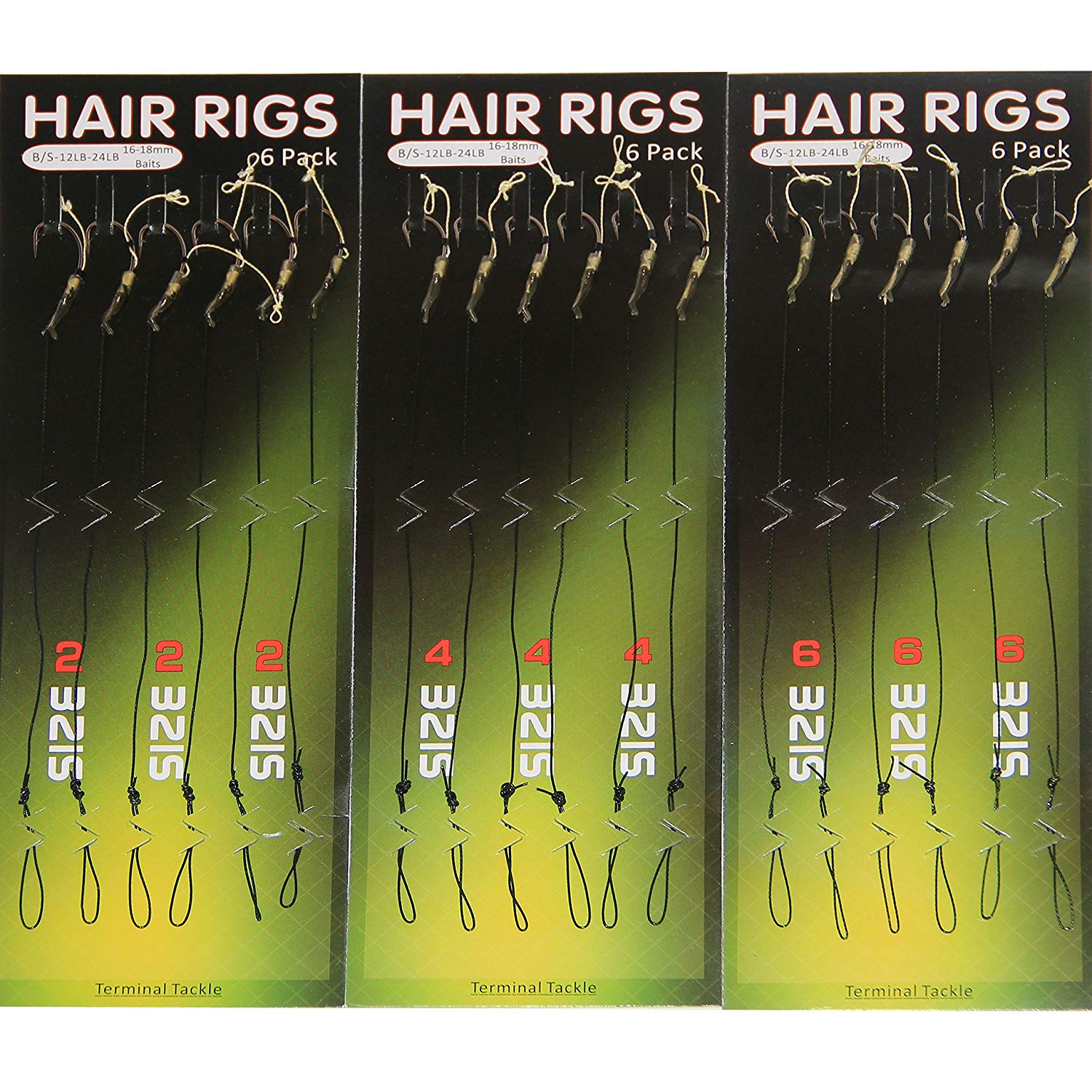 18pcs Carp Fishing Hair Rigs Barb Hooks With 3X Boilie Rig Stops Hair Extender