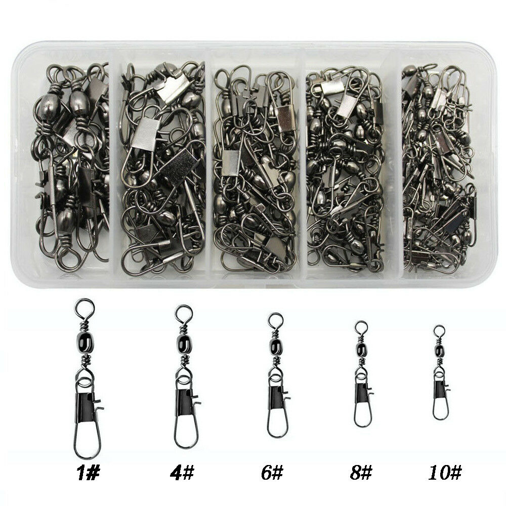 100pcs Fishing Swivel With Interlock Snap Fishing Sinker Slide Fishing Tackle
