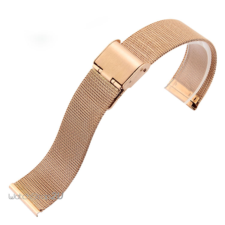 Reloj de pulsera de acero inoxidable de malla negra de oro rosa correa de correa - Imagen 3 de 4