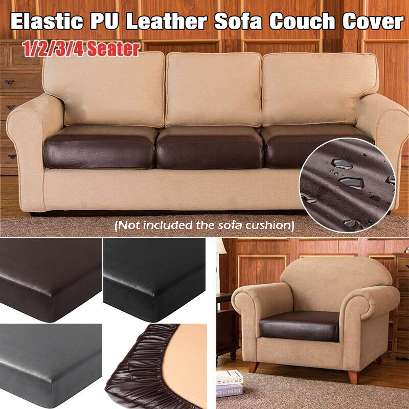 Pu Leather Stretch Sofa Cushion Cover, Leather Couch Cushion Covers