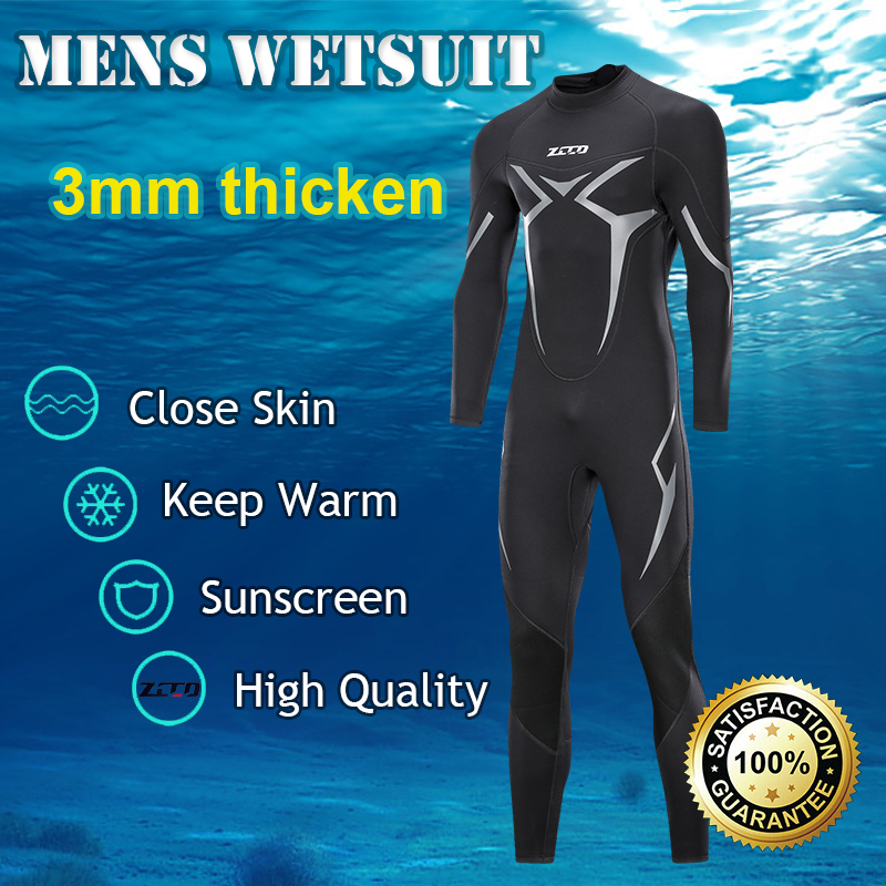 UK M-4XL 3mm Men Full Length Wetsuit Surf Autumn Winter Couple Surf Wet Suit 