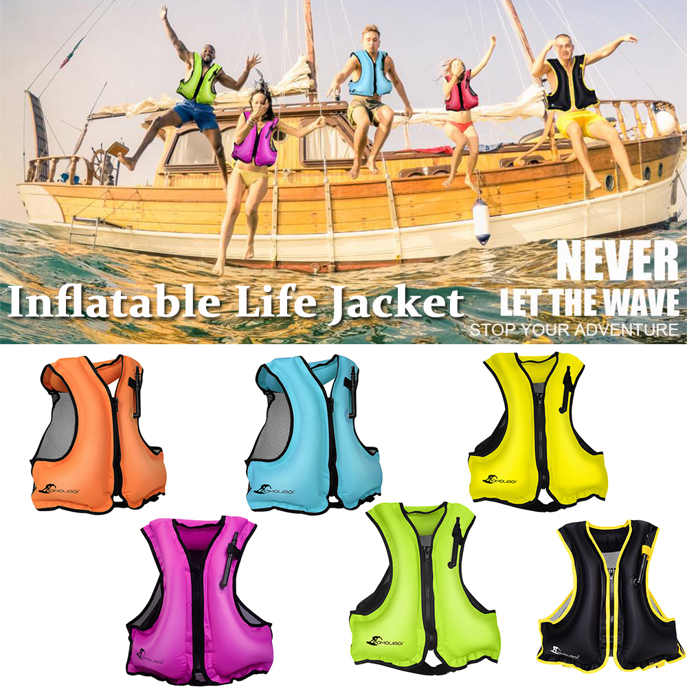 Multi-Purpose Swimming Boating Drifting Water Sports Safety Man Jacket Ultra-Thin Big Buoyancy Adult Life Vest Jacket Plus Size Zipper Buckle Air Jacket 