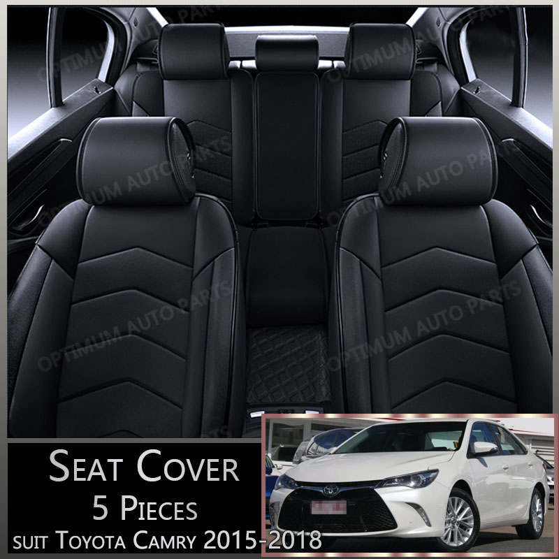 Black 5 Seats Pu Leather Seat Covers To Suit Toyota Camry Xv50 Xv70 2018 - Leather Seat Covers For 2018 Toyota Camry